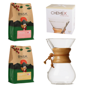 ØNSK kaffeposer og chemex med filtre