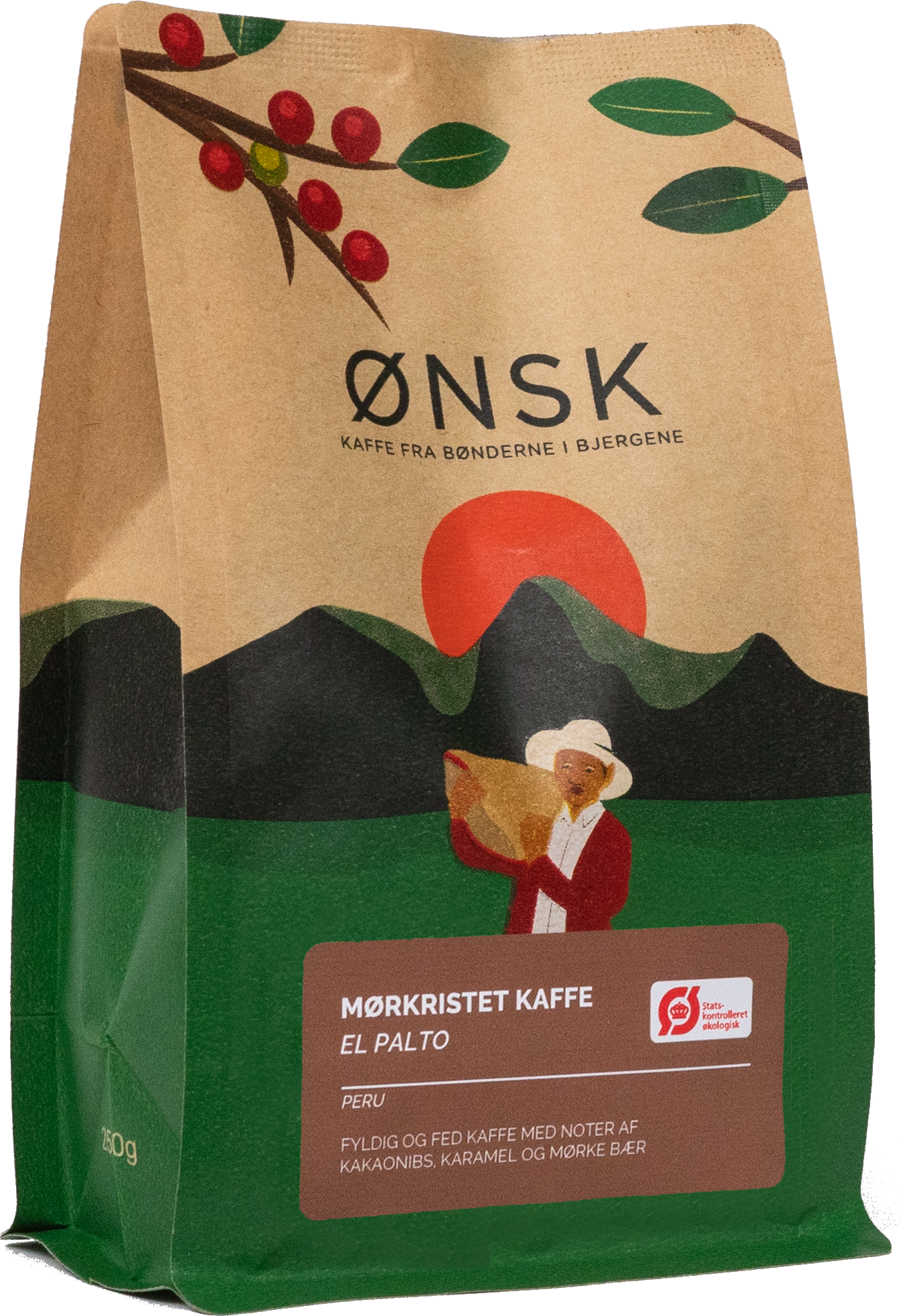 ØNSK Coffee bag with dark roasted and organic coffee beans from El Palto