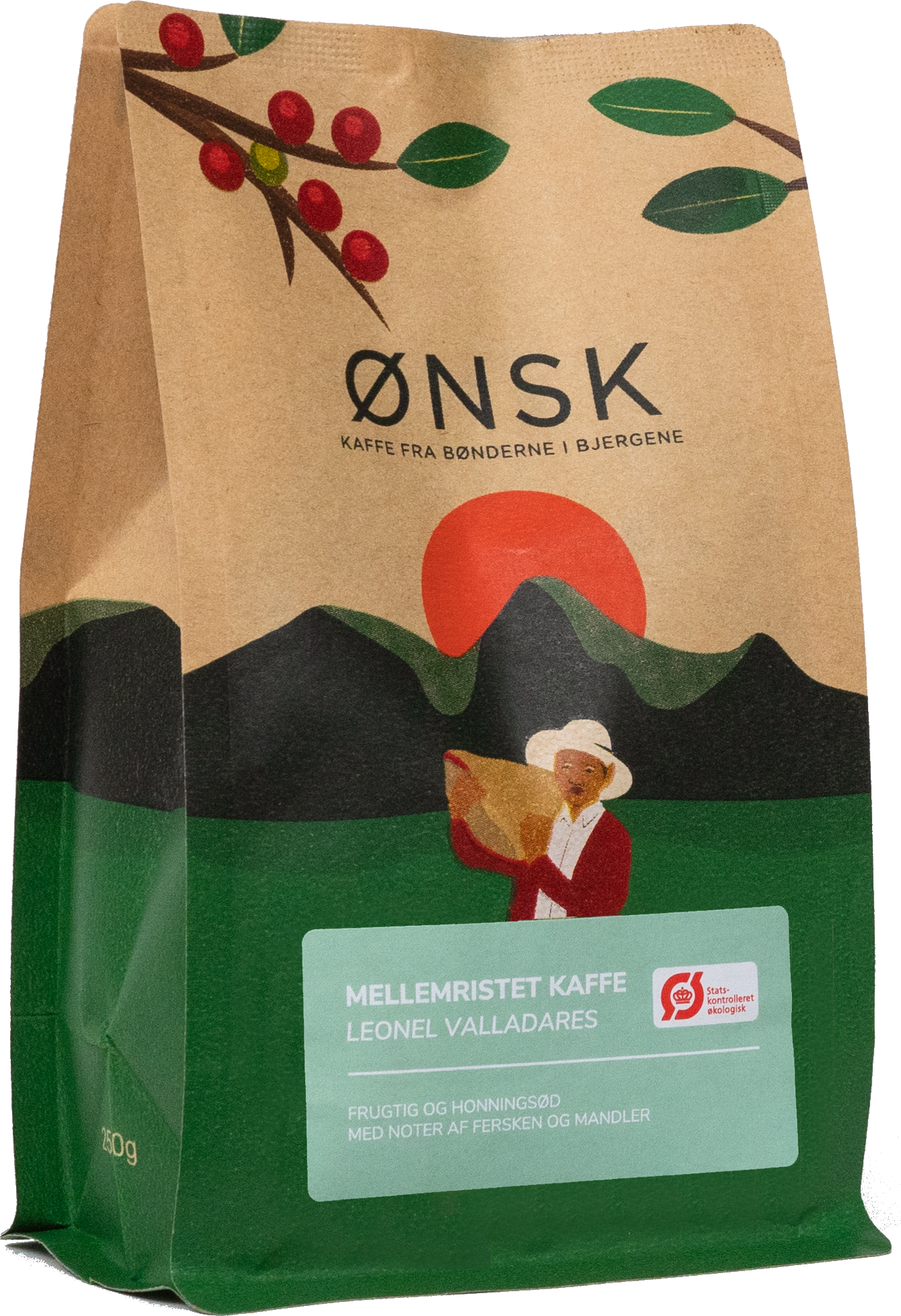 ØNSK Coffee bag with medium roast, organic coffee beans from Leonel Valladares